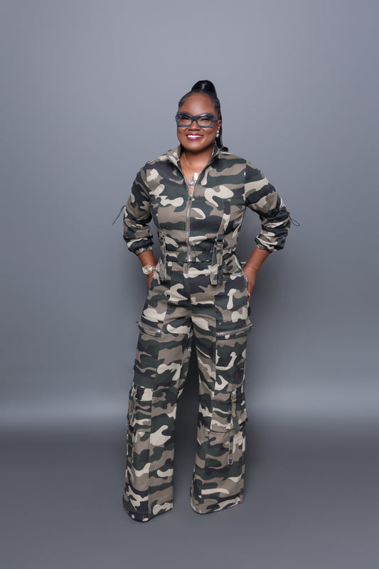 camo jumpsuit